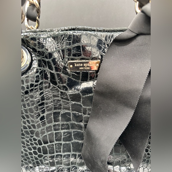 Katie Spade ♠️ SALE!! Black Croc Pattern Bag size large slouchy and soft!! - Picture 3 of 15